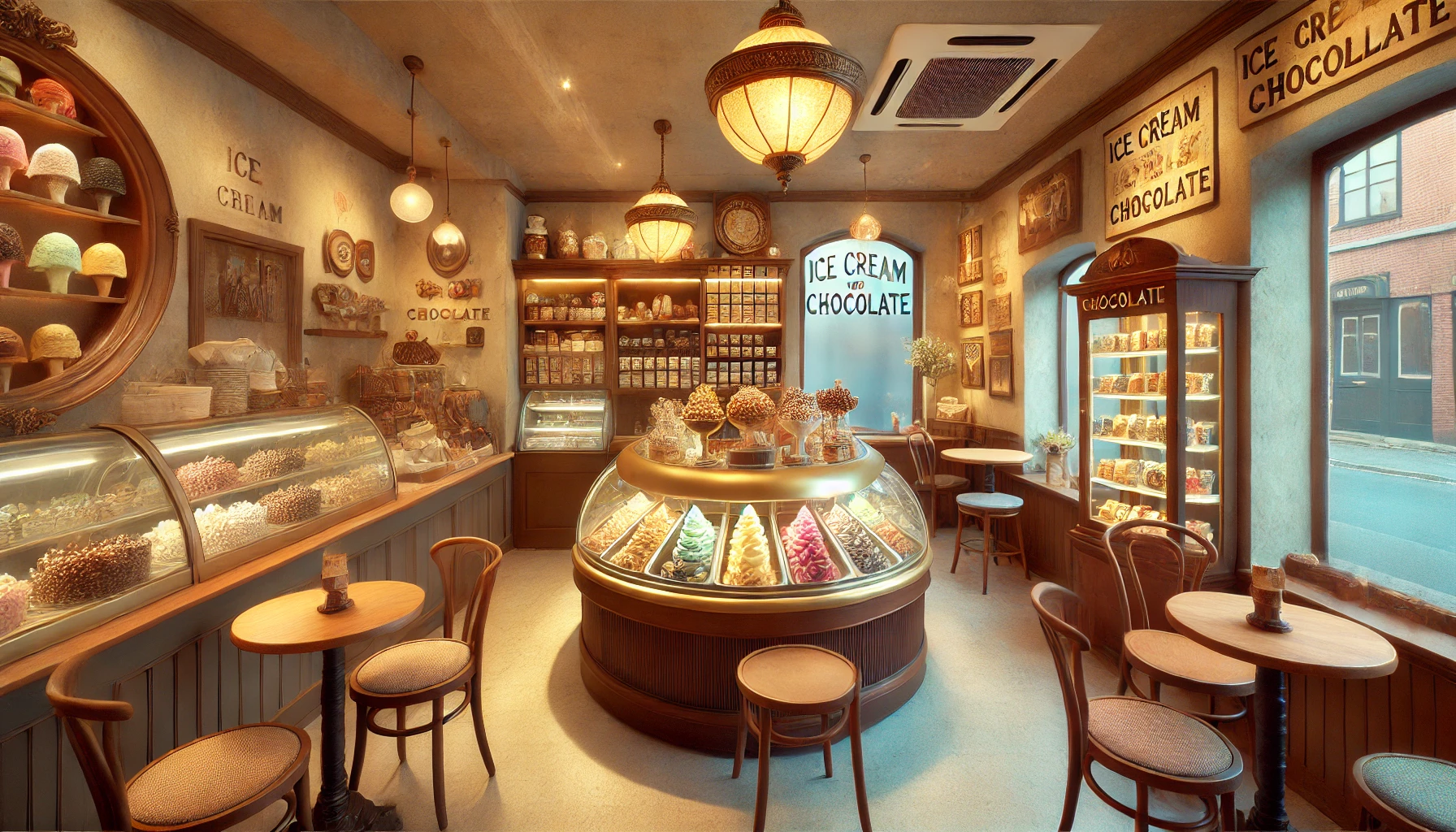 Inside Dolly's Chocolates & Ice Cream Store
